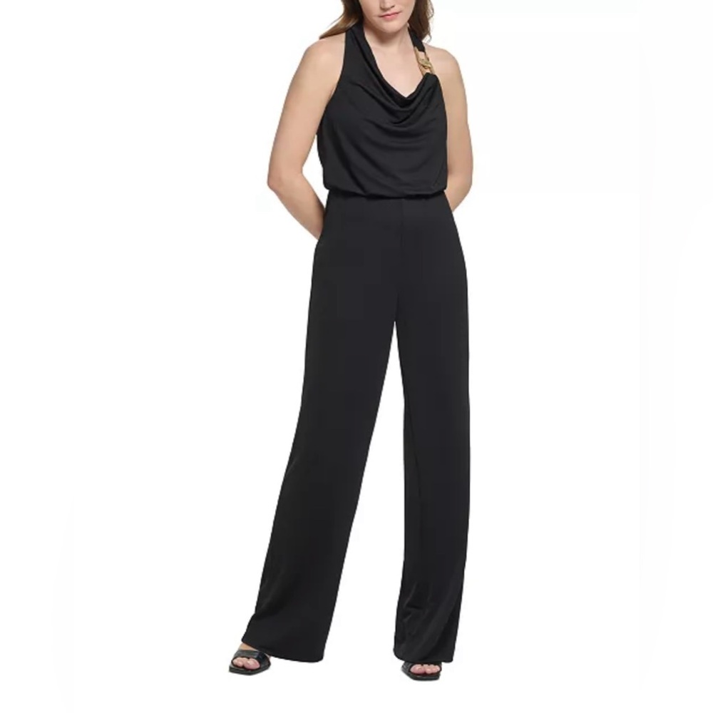 Calvin Klein Women's X-Fit Chain Hardware Halter Sleeveless Jumpsuit size 2 NWT